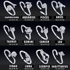 Zodiac sign adjustable Rings