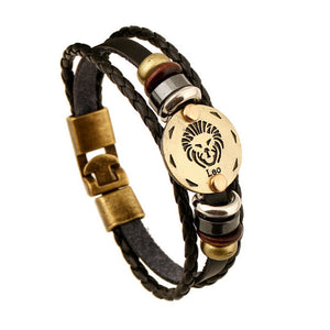 Leather Zodiac Sign Bracelet