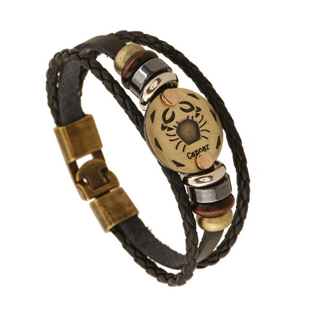 Leather Zodiac Sign Bracelet