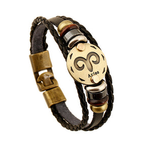 Leather Zodiac Sign Bracelet