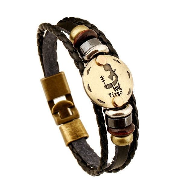 Leather Zodiac Sign Bracelet