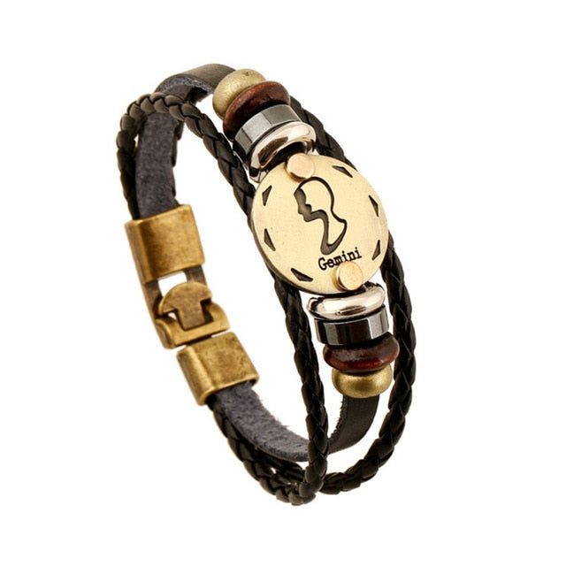 Leather Zodiac Sign Bracelet