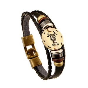 Leather Zodiac Sign Bracelet