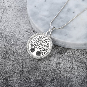 Tree of Life Crystal Round Pendant Necklace